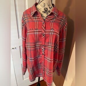 Plaid Design Button Down Blouse